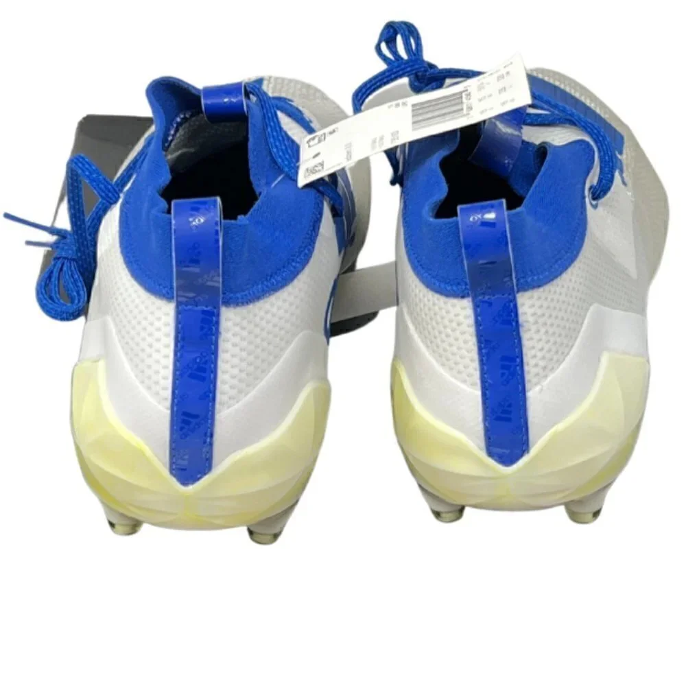 Adidas Men's Adizero 8.0 Mid Football Cleats, White Royal Blue, Size 16